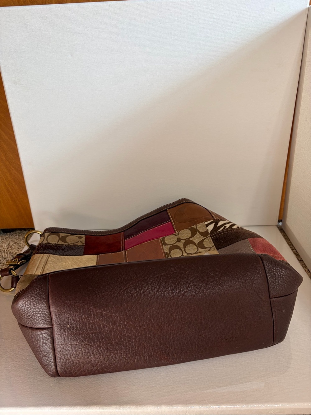 Coach Patchwork Shoulder Bag in Brown, Tan, Red and Cream - Picture 4 of 6